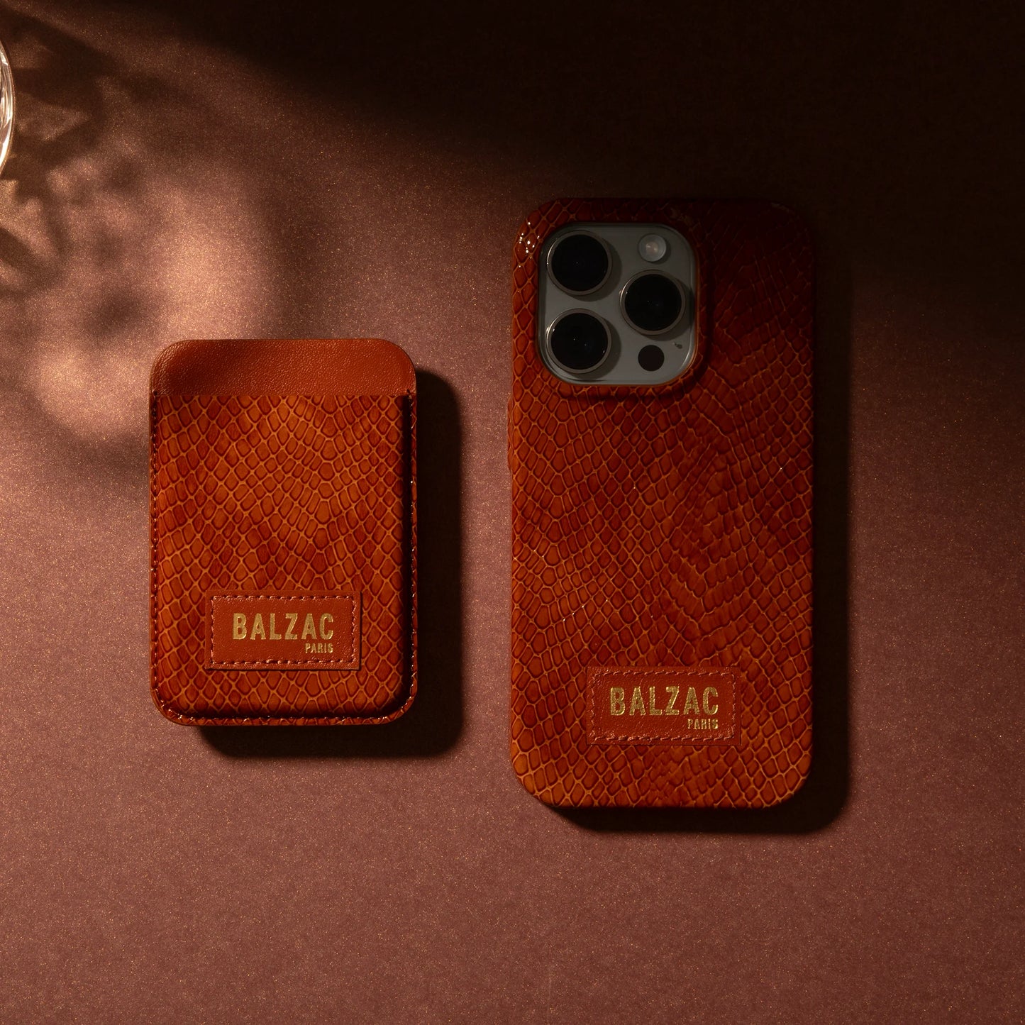 Embossed Cognac Case for iPhone 16