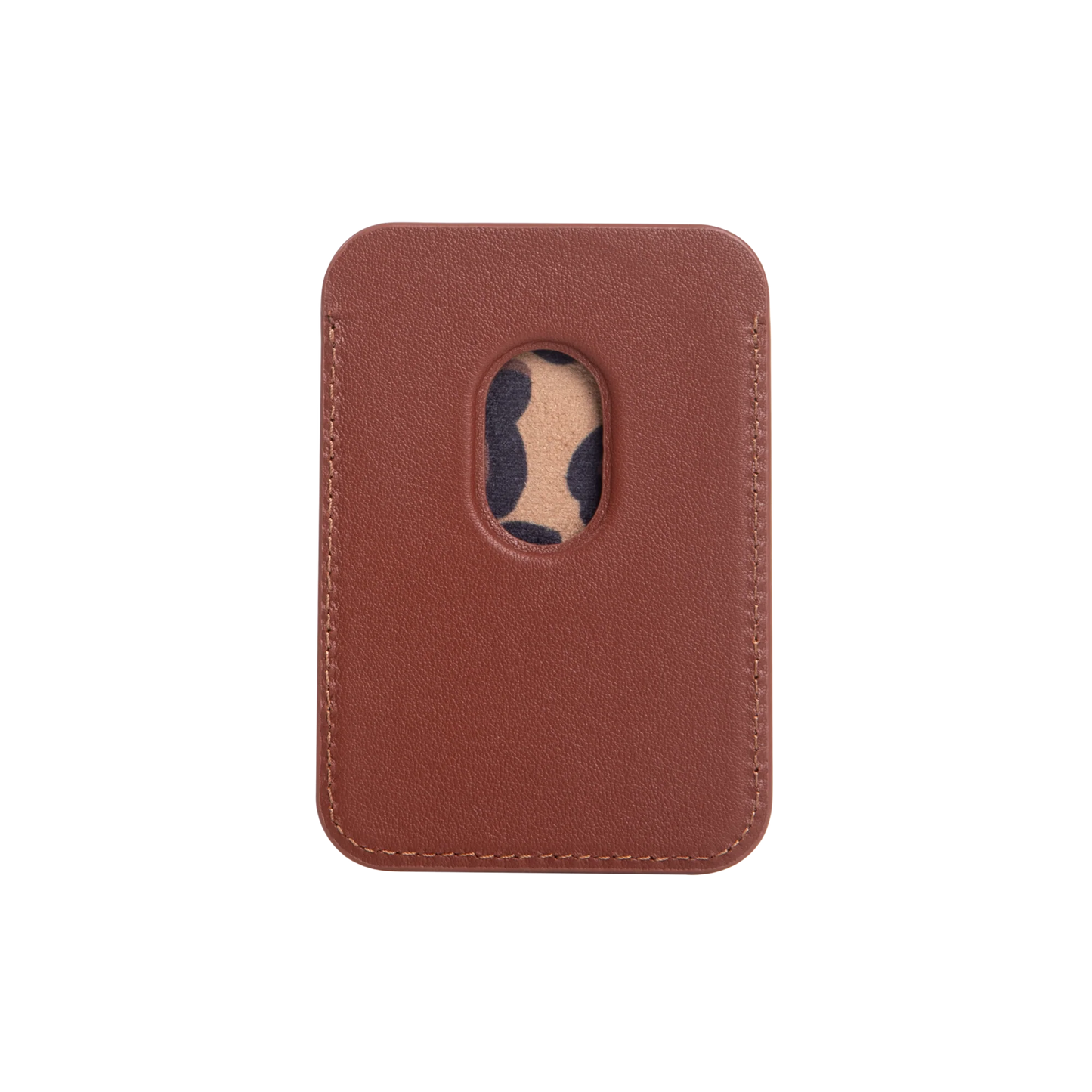 Embossed Cognac Magnetic Card Holder