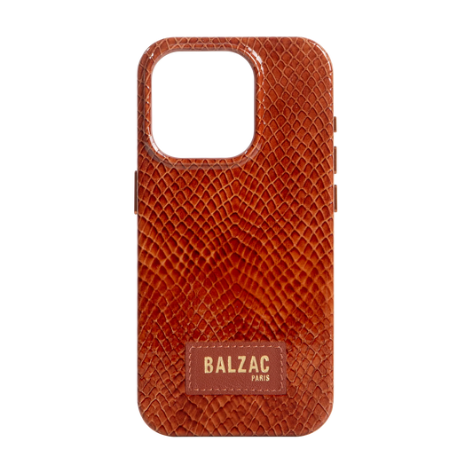 Embossed Cognac Case for iPhone 15