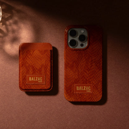 Embossed Cognac Case for iPhone 15