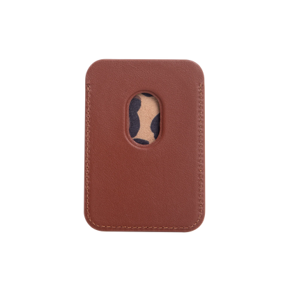 Embossed Cognac Magnetic Card Holder